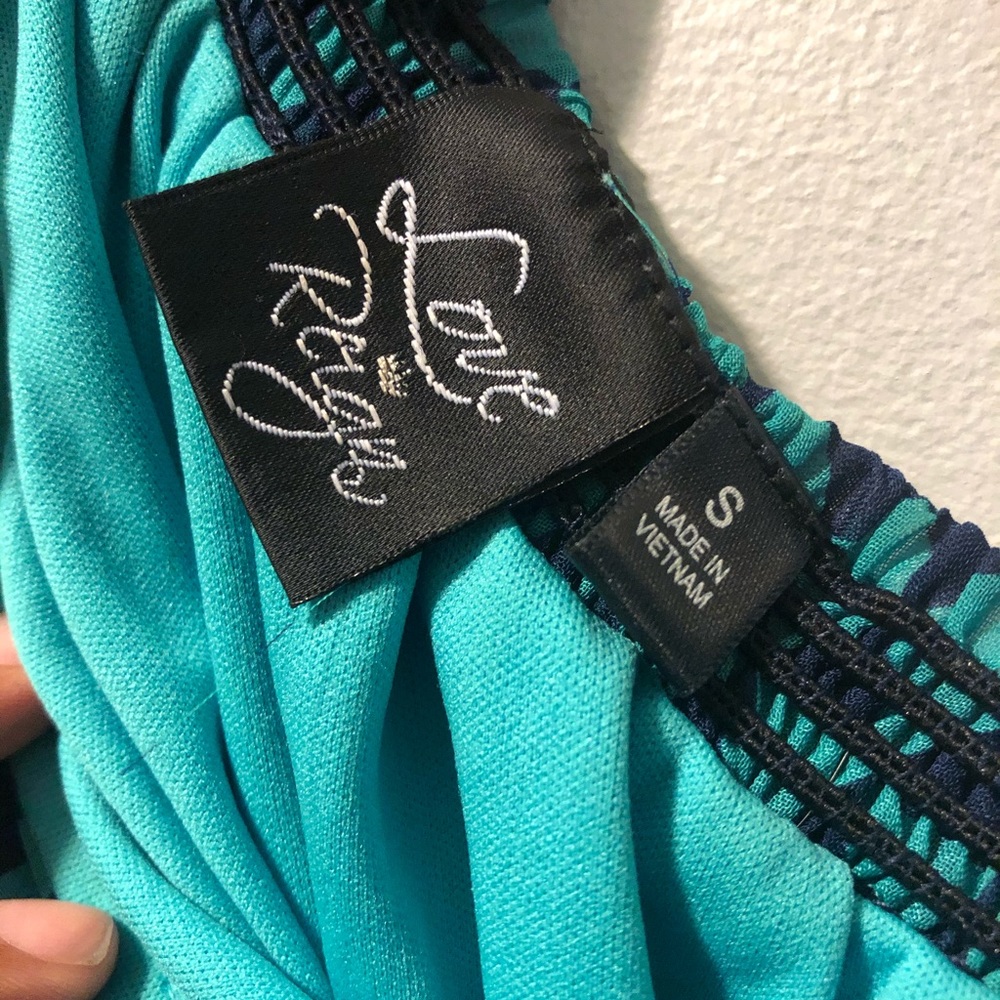 Love Reign Navy/turquoise One Shoulder Dress Small - Picture 4 of 5
